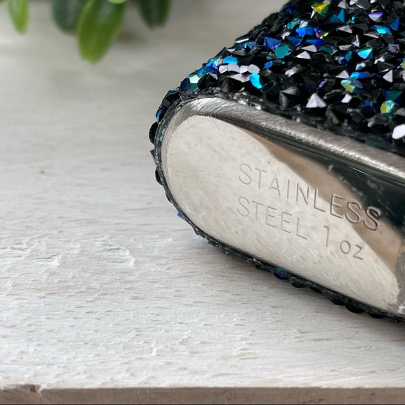 MINI FLASK crystal encrusted keyring IRIDESCENT keyfob CELESTIAL mini flask Blue - Picture 7 of 11